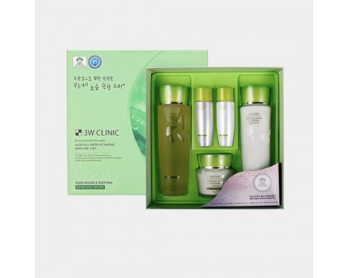 Набор уходовой косметики  с экстрактом алоэ вера 3W Clinic Aloe Full Water Activating Skin 3 Kit Set