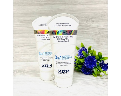 Отбеливающий пилинг-гель для лица и тела XQM Collagen Whitening moisture Exfoliation 3в1