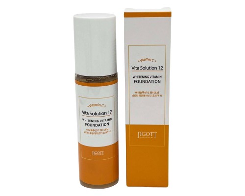 Jigott  Осветляющий тональный крем с витаминами Vita Solution 12 Whitening Vitamin Foundation.